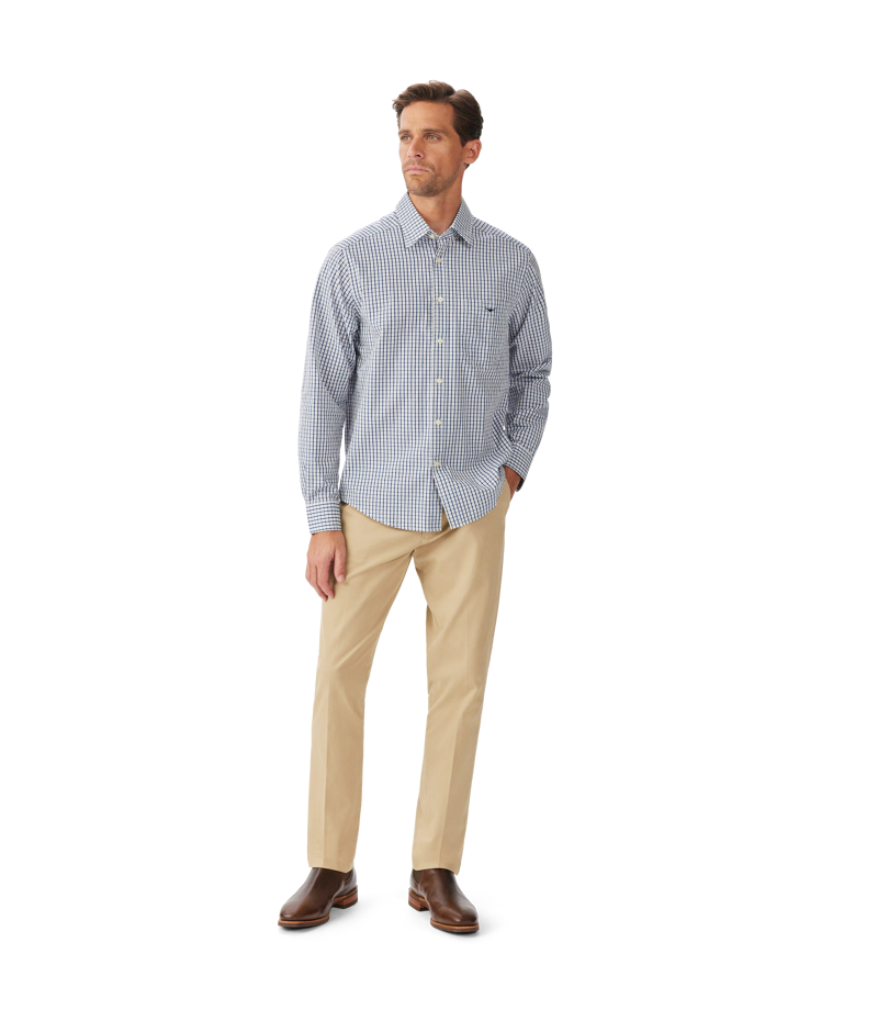 RM Williams Augusta Classic Poplin Shirt White Blue-3