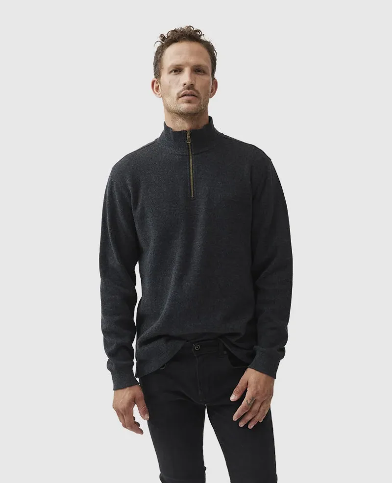 Rodd and Gunn Alton Ave Quarter Zip Sweat Asphalt-2