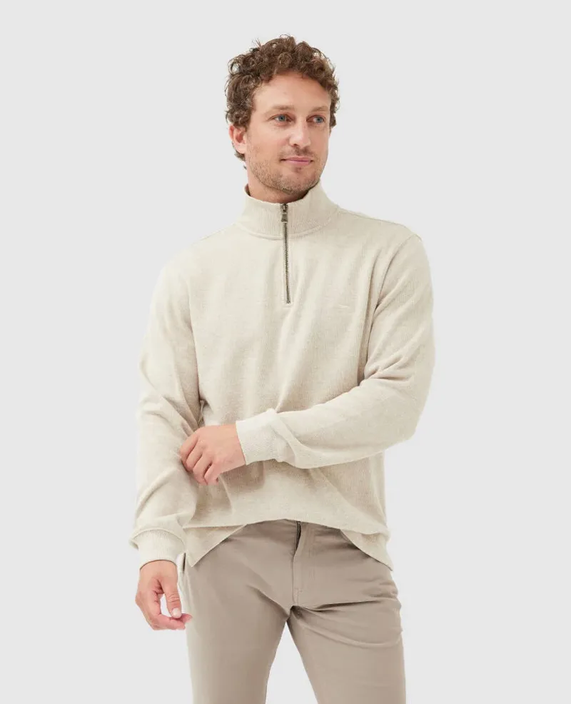 Rodd and Gunn Alton Ave Quarter Zip Sweat Camel-1