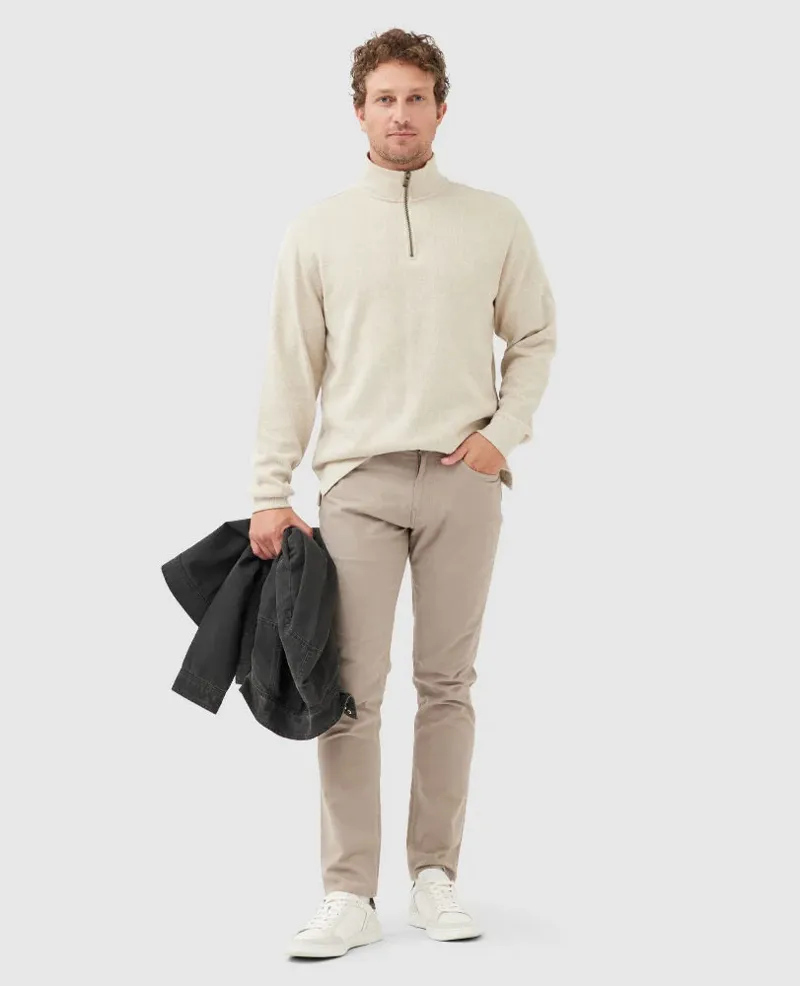 Rodd and Gunn Alton Ave Quarter Zip Sweat Camel-3