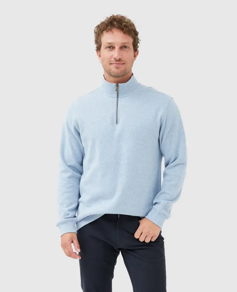 Rodd and Gunn Alton Ave Quarter Zip Sweat Sea Breeze-1