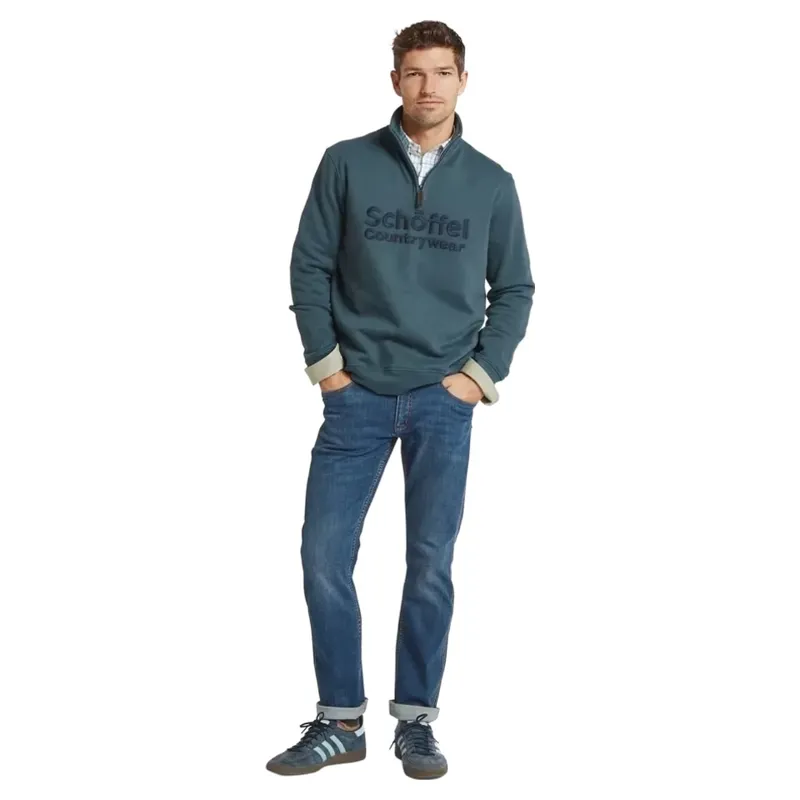 Schoffel Country Bude Sweatshirt in Deep Ocean Blue-2