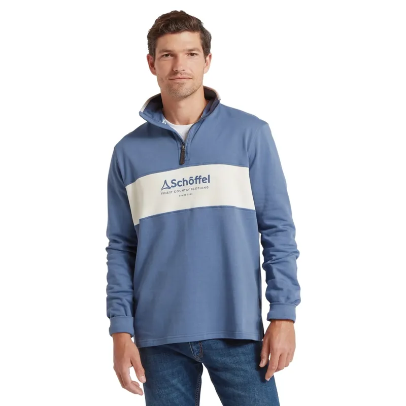 Schoffel Country Trencrom Quarter Zip in Vintage Indigo/Stone-2