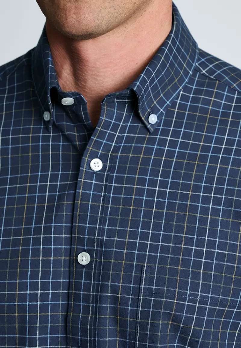 Brook Taverner Fine Tattersall Shirt in Navy-3