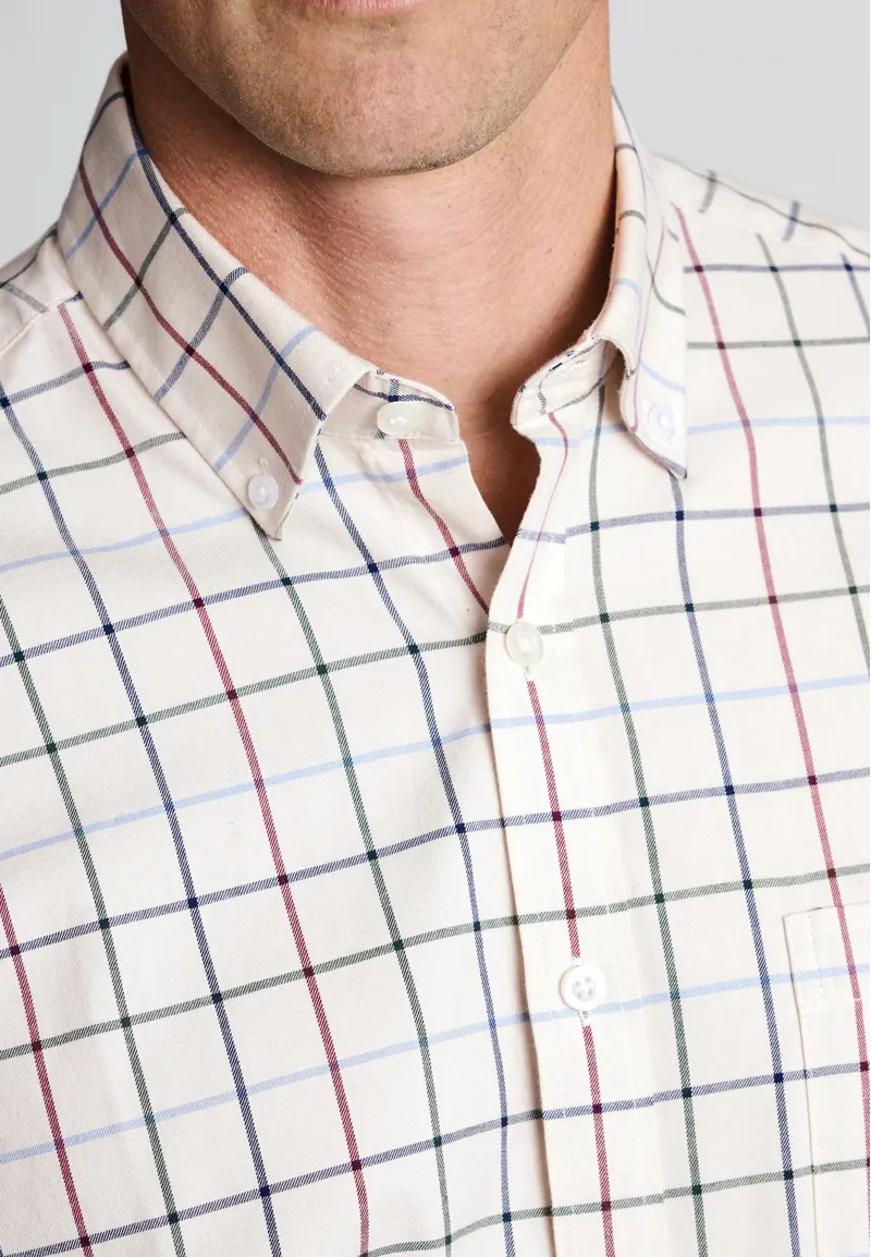 Brook Taverner Large Tattersall Shirt in Ecru-3