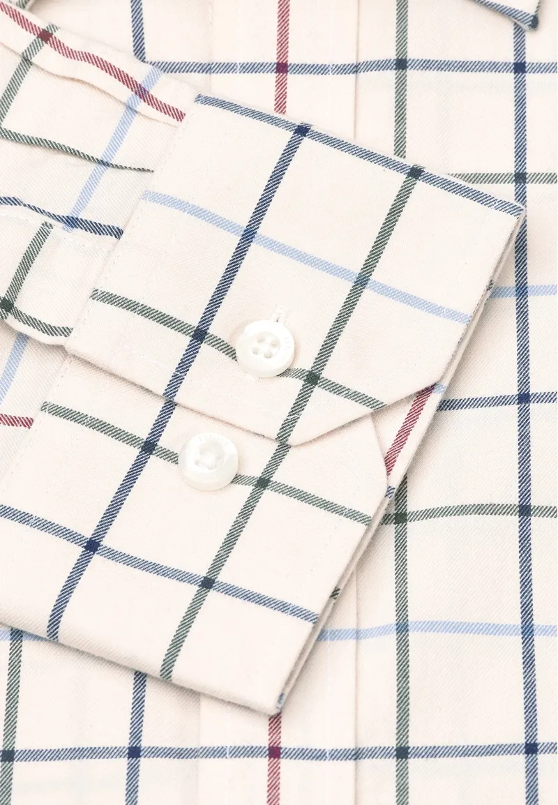 Brook Taverner Large Tattersall Shirt in Ecru-5