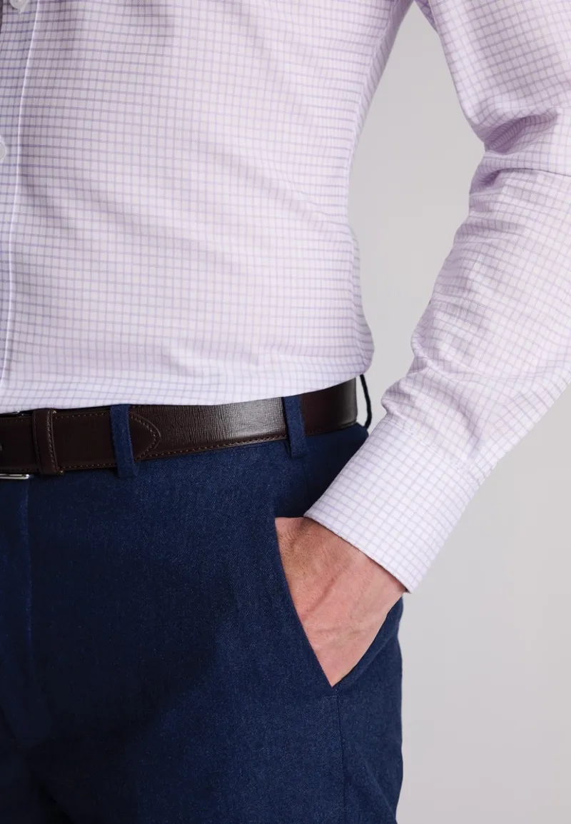 Brook Taverner Check Cotton Shirt in Lilac-2