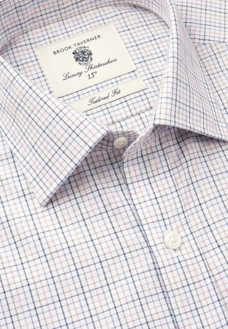 Brook Taverner Small Tattersall Shirt in Lilac-3