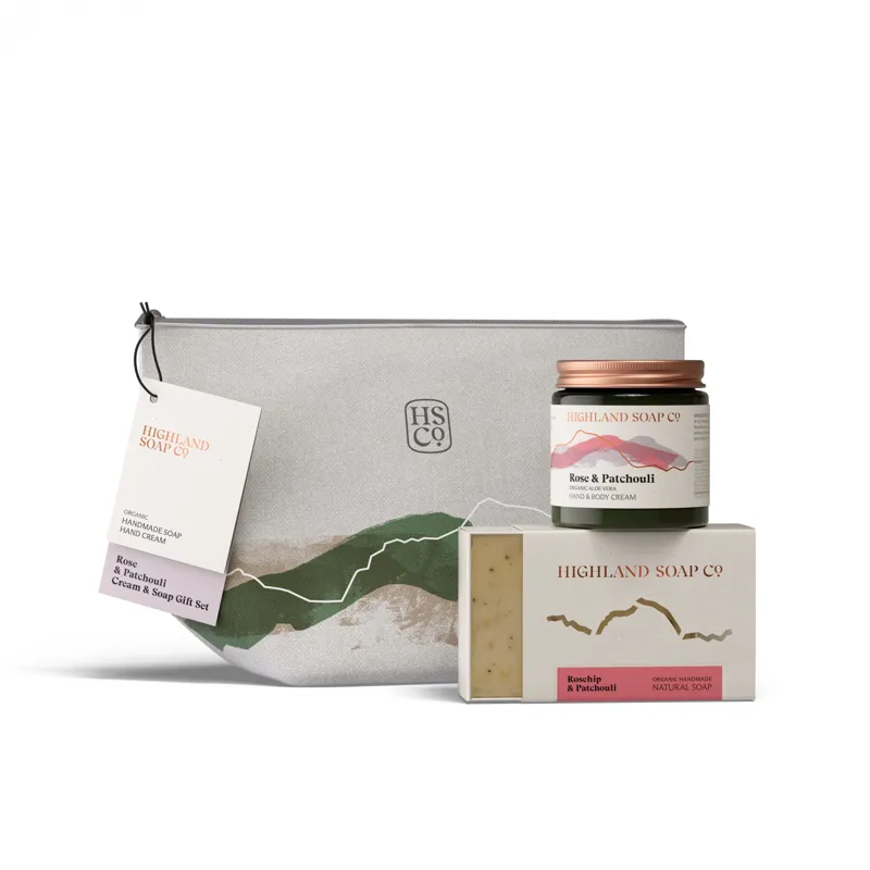 Highland Soap Co. Hand and Body Cream and Soap Gift Set in Rose and Patchouli