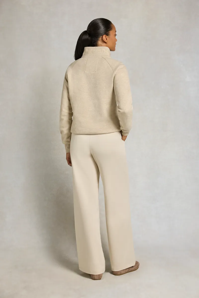 Holland Cooper Sporting Goods Zip Henley Sweatshirt in Oatmeal Marl-3