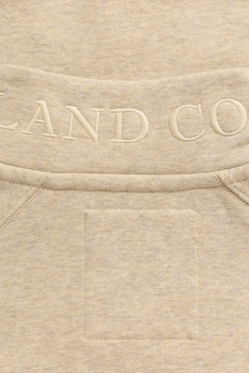 Holland Cooper Sporting Goods Zip Henley Sweatshirt in Oatmeal Marl-8