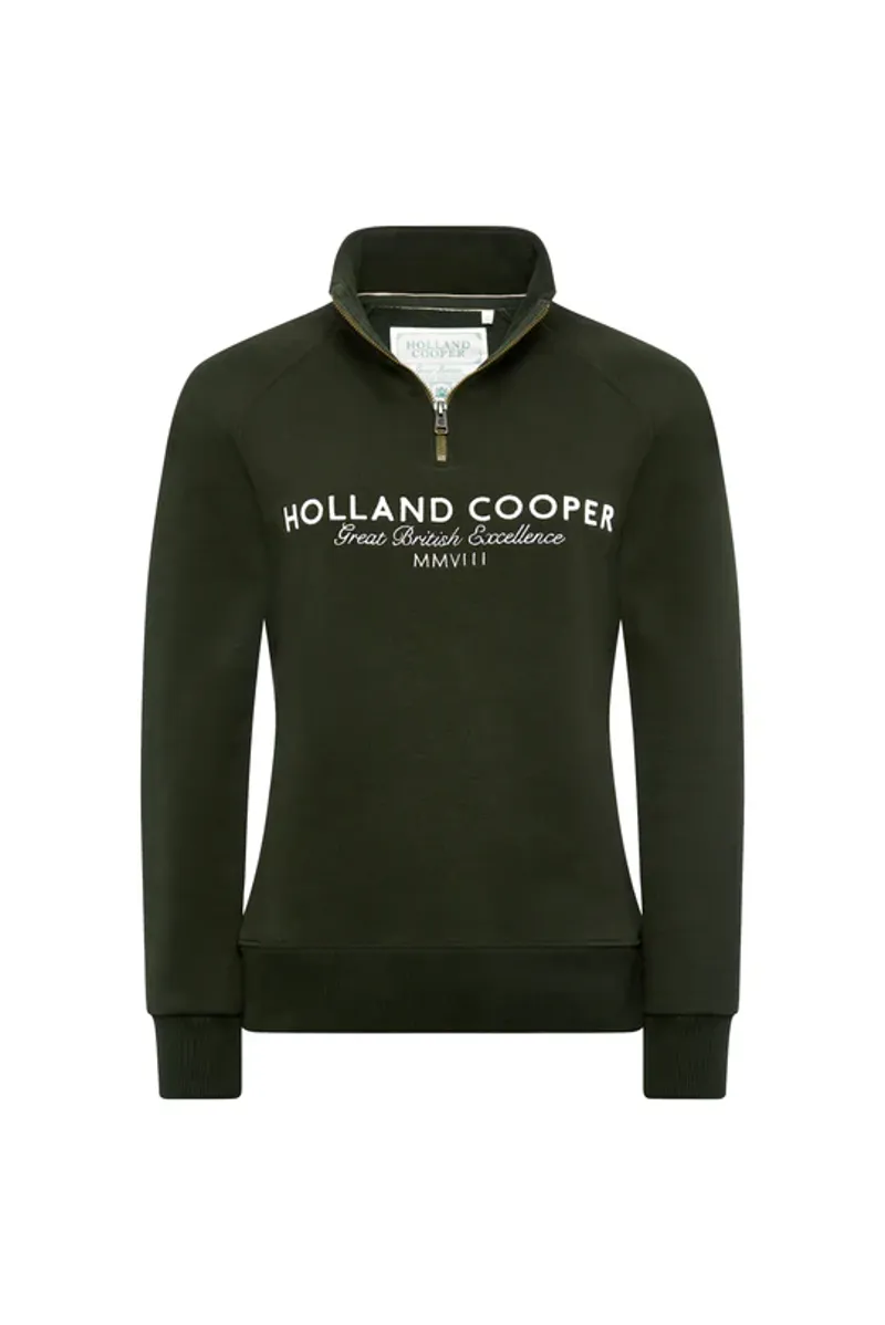 Holland Cooper Sporting Goods Zip Henley Racing Green