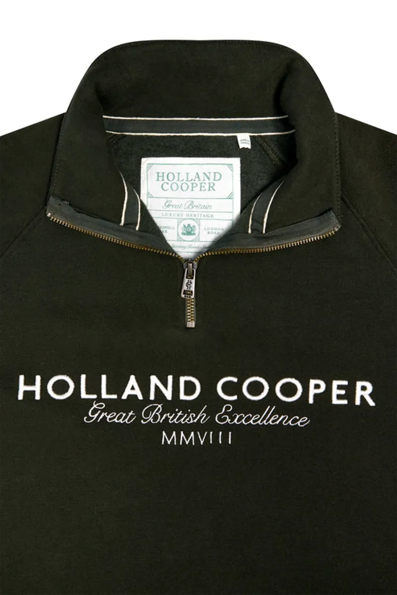 Holland Cooper Sporting Goods Zip Henley Racing Green-6