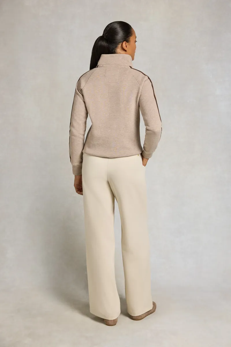 Holland Cooper Sports Club Quarter Zip Sweat in Latte Marl-3