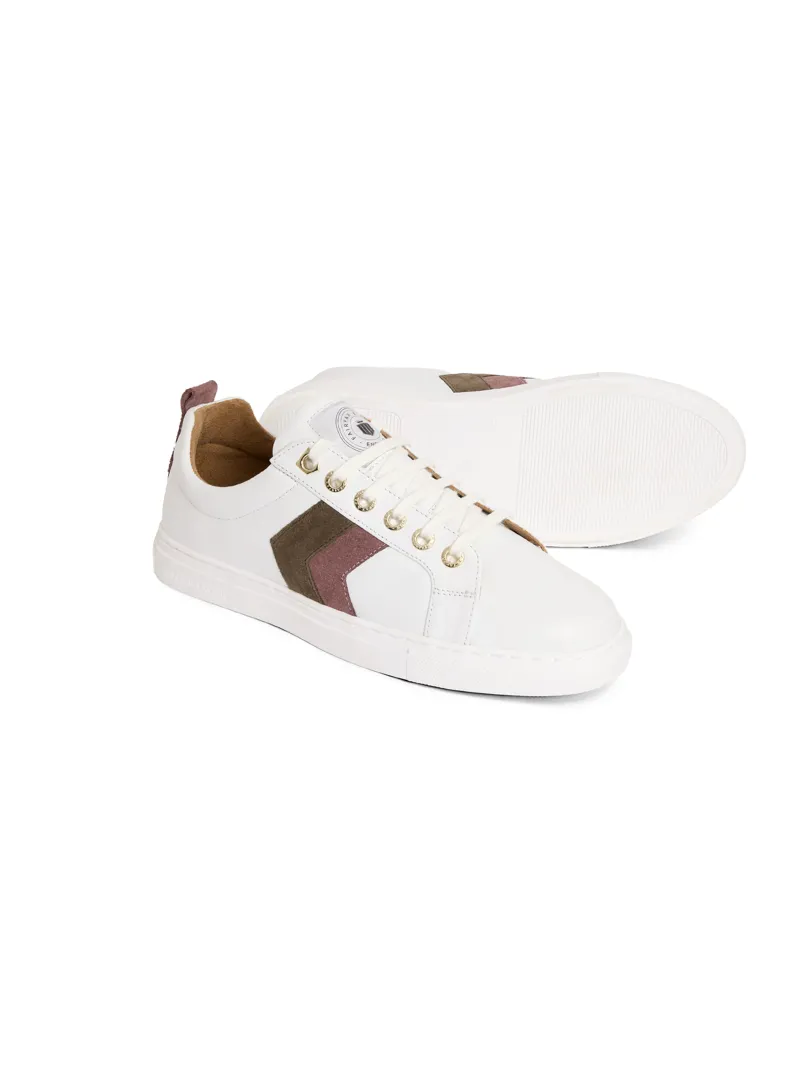 Fairfax and Favor Alexandra Trainer White Leather with Heather/Fog-3