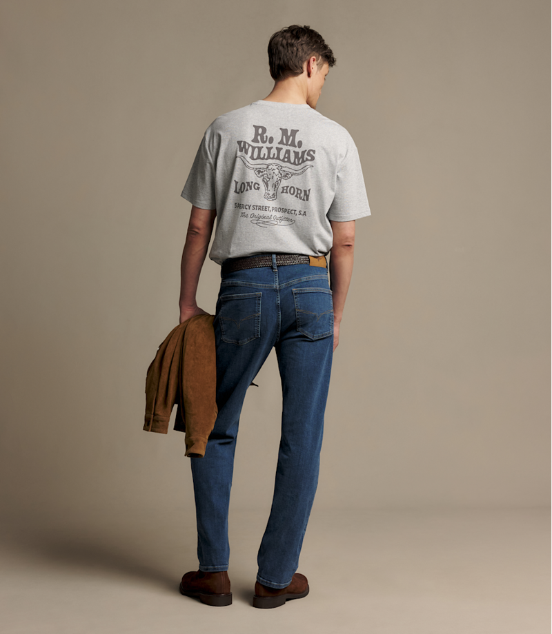 RM Williams Ramco Stretch Jean in Marine Blue-3