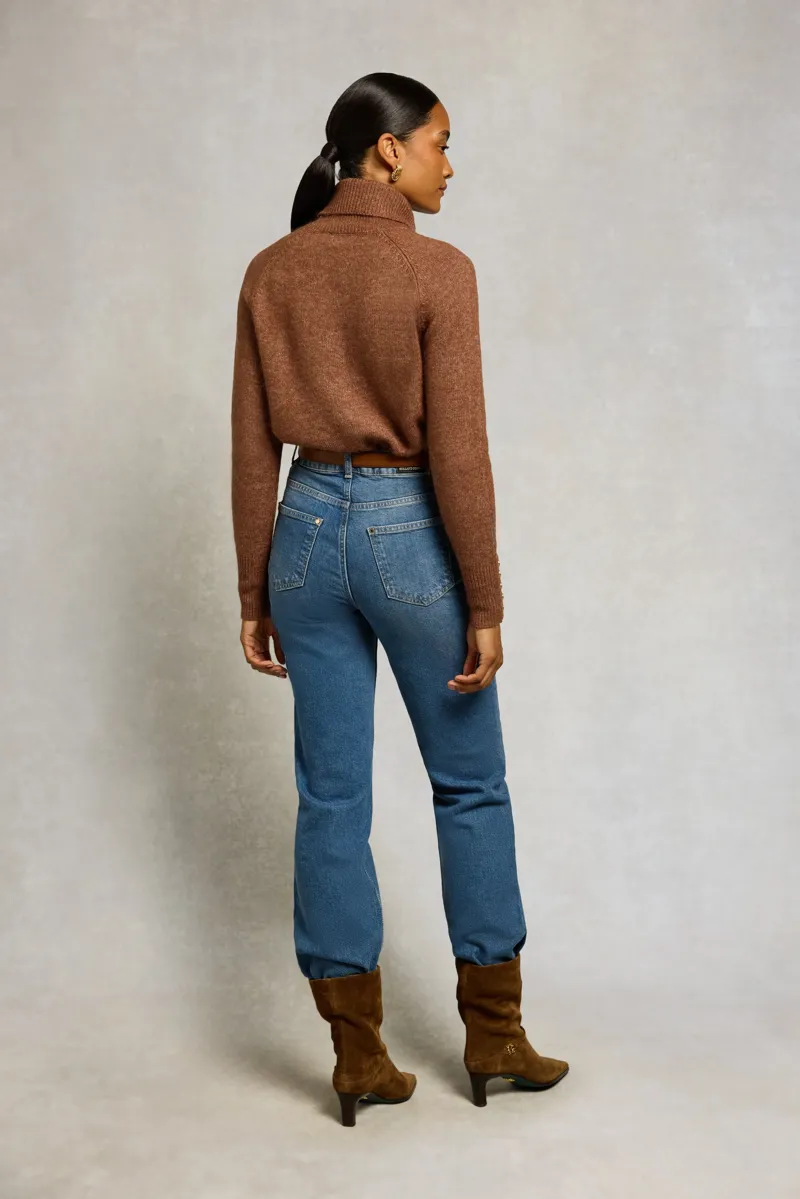 Holland Cooper Tori Roll Neck Knit in Latte-4