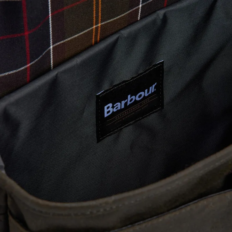 Barbour Field Waxed Messenger Bag in Olive-4