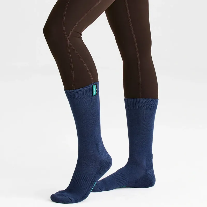 Ridgeline Cotton Work Socks Mid Length Pack of 3 in Navy Multi-4