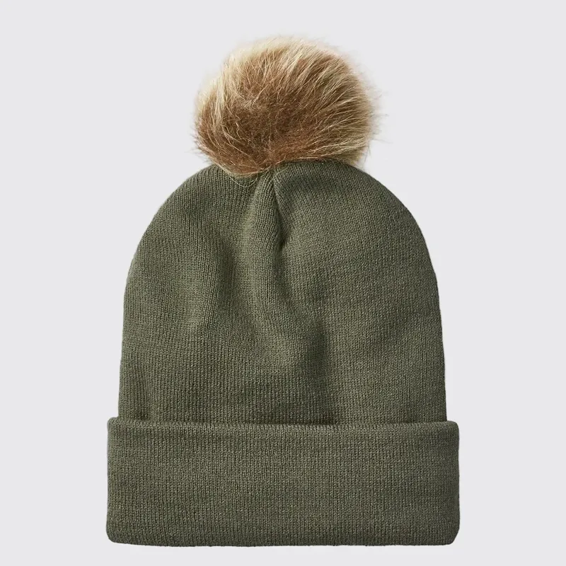 Ridgeline Heritage Fine Knit Bobble Hat in Moss-1