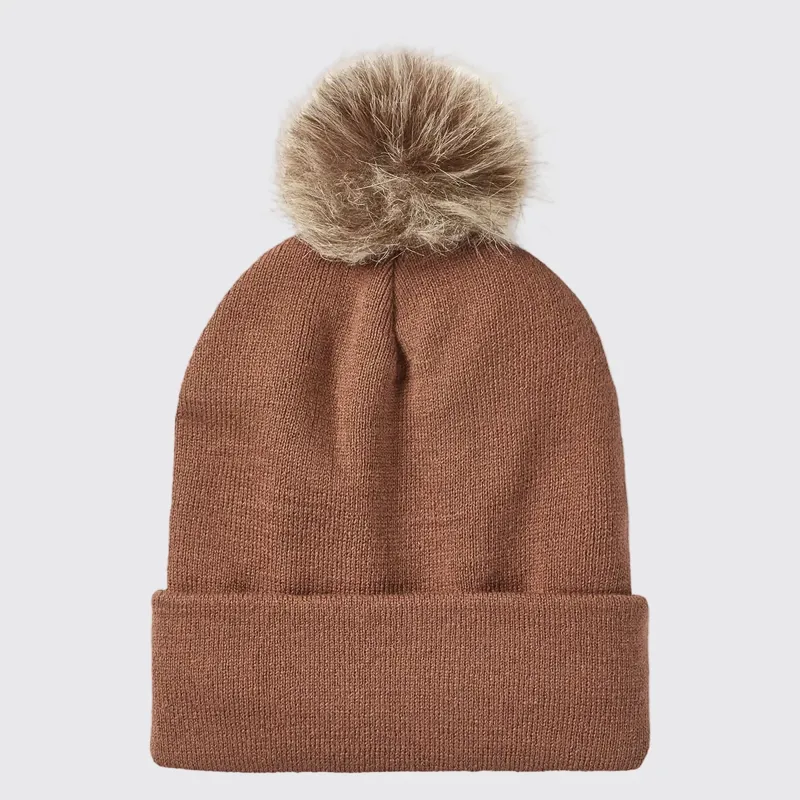 Ridgeline Heritage Fine Knit Bobble Hat in Nutmeg-1