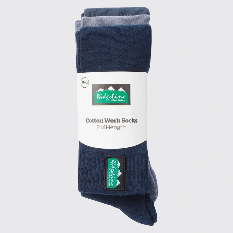 Ridgeline Cotton Work Sock Full Length in Navy Multi-6