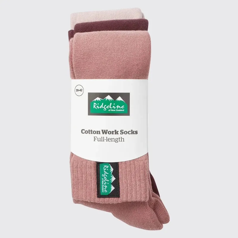 Ridgeline Cotton Work Sock Full Length in Oxblood Multi-7
