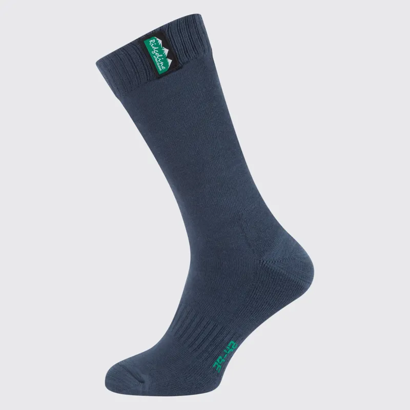 Ridgeline Cotton Work Socks Mid Length Pack of 3 in Navy Multi-2