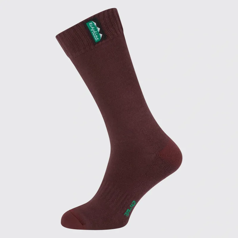Ridgeline Cotton Work Socks Mid Length Pack of 3 in Oxblood Multi-3