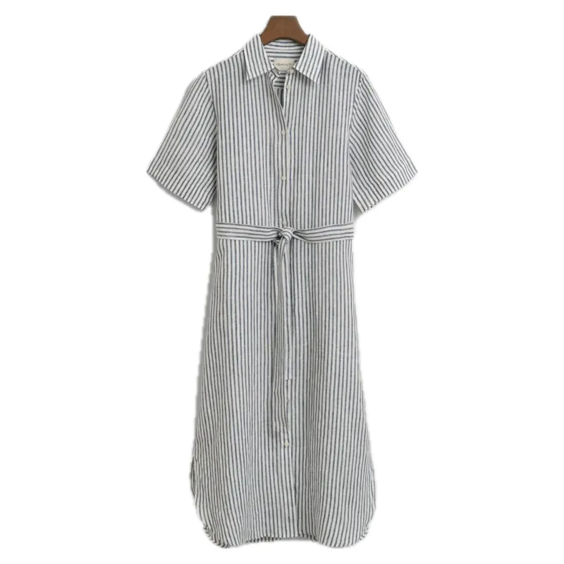 Gant Linen Striped Dress Evening Blue