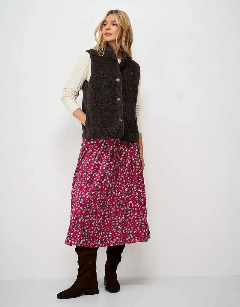 Crew Clothing Borg Gilet in Chocolate-2