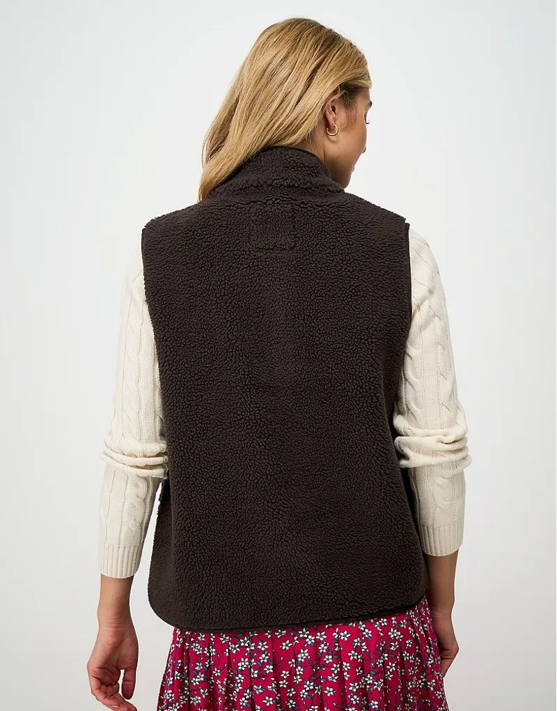Crew Clothing Borg Gilet in Chocolate-3