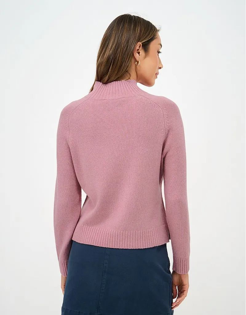 Crew Clothing Harmony Saddle Shoulder Funnel Neck Jumper in Pink Blush-3