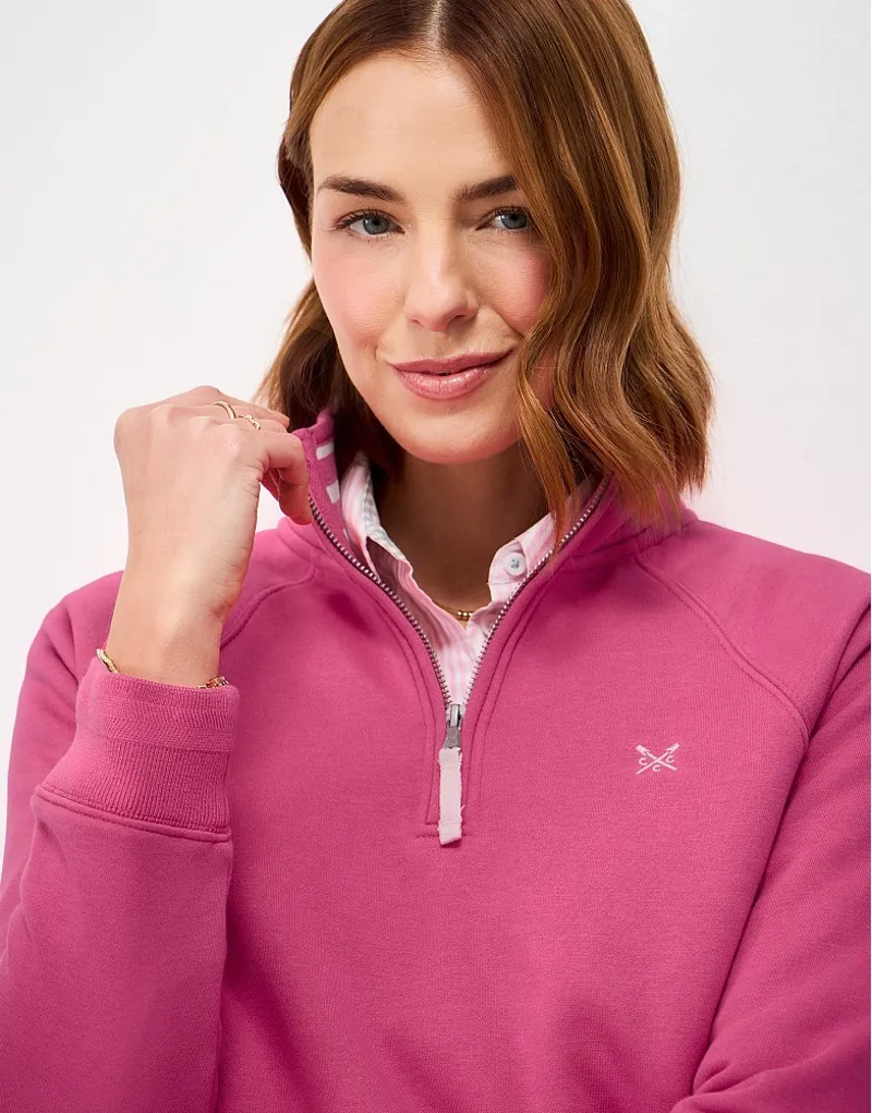 Crew Clothing Half Zip Sweat in Pink-1