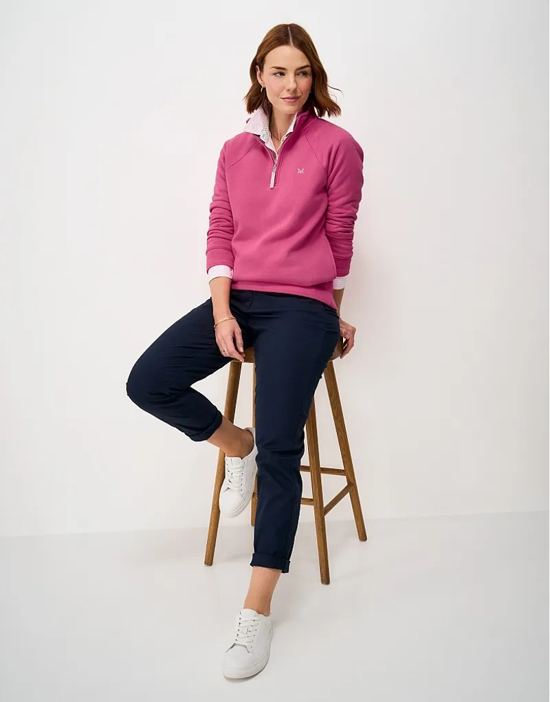 Crew Clothing Half Zip Sweat in Pink-2