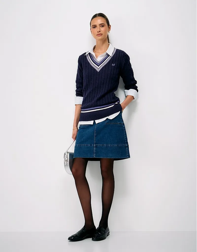Crew Clothing Cable Cricket Jumper in Navy-2