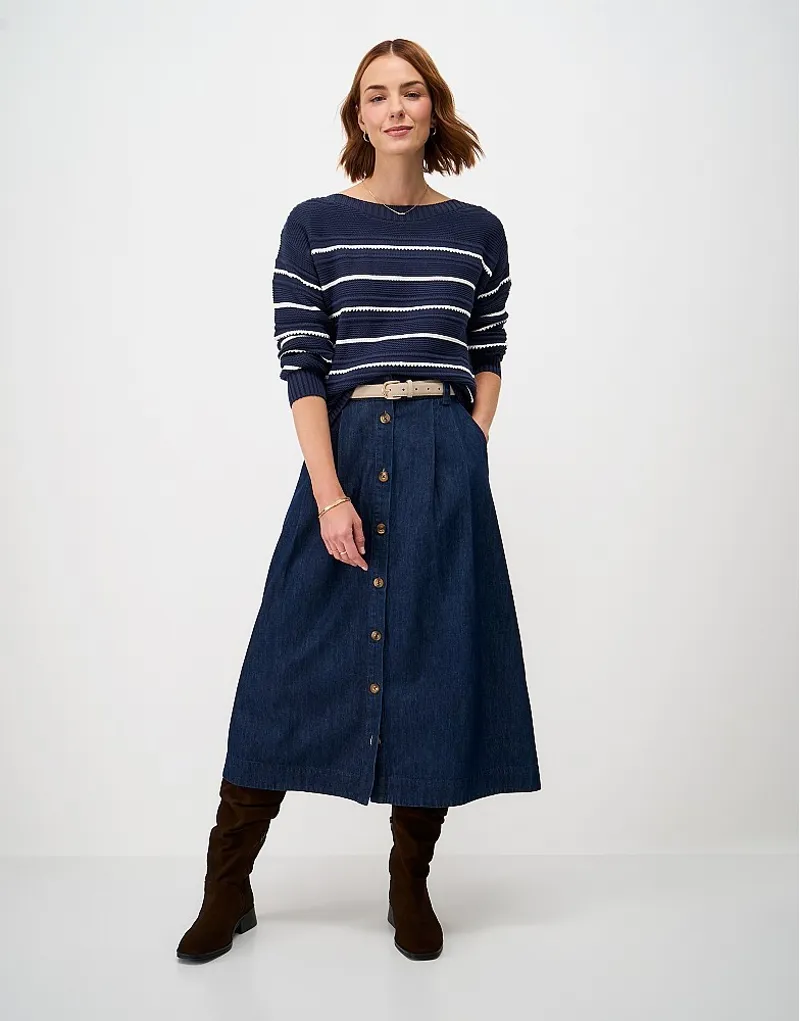 Crew Clothing Tali Textured Stitch Jumper in Navy White-1