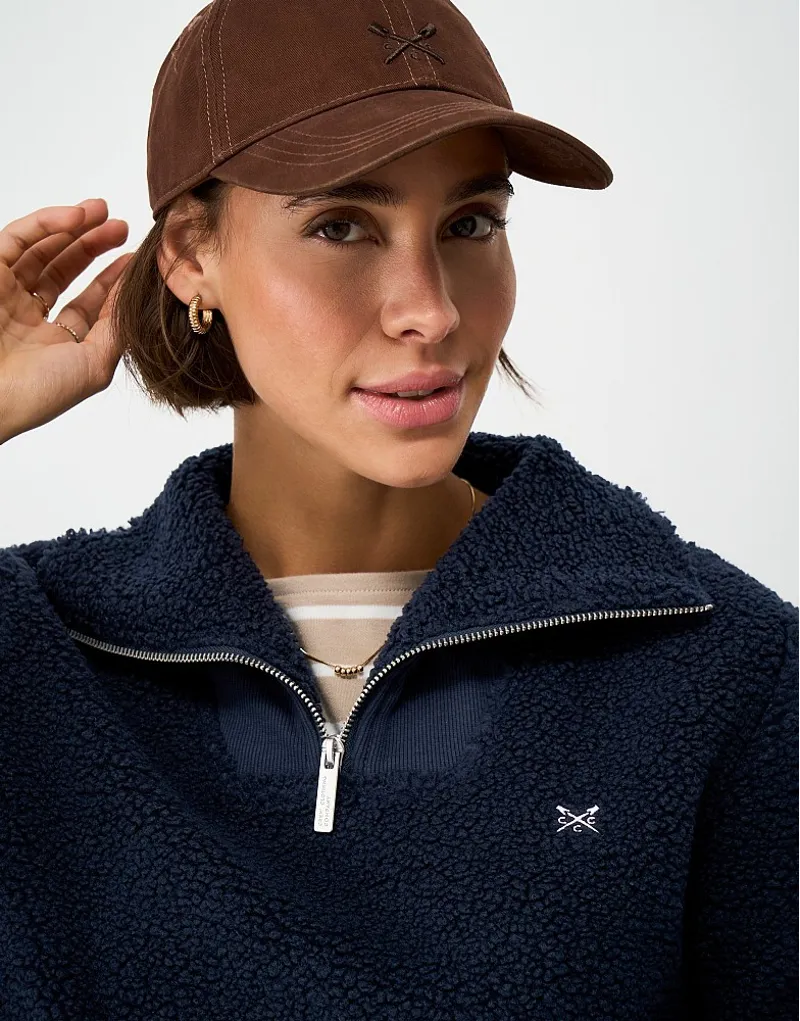Crew Clothing Borg Ribbed Mix Fleece in Navy-3