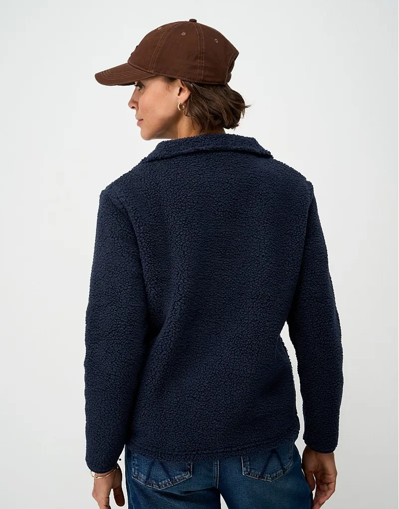 Crew Clothing Borg Ribbed Mix Fleece in Navy-4