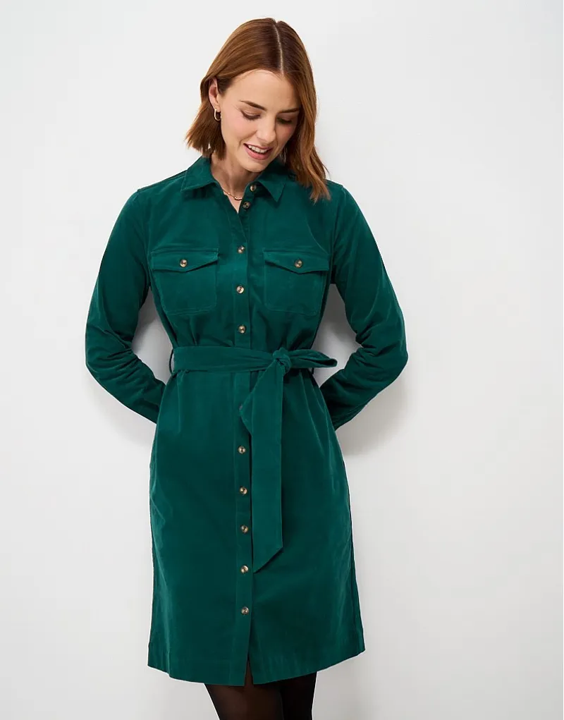Crew Clothing Elsie Cord Shirt Dress in Deep Teal-1