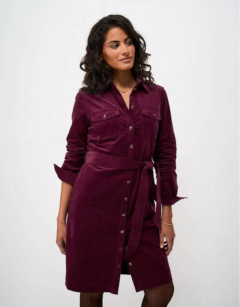 Crew Clothing Elsie Cord Shirt Dress in Rhododendron-1