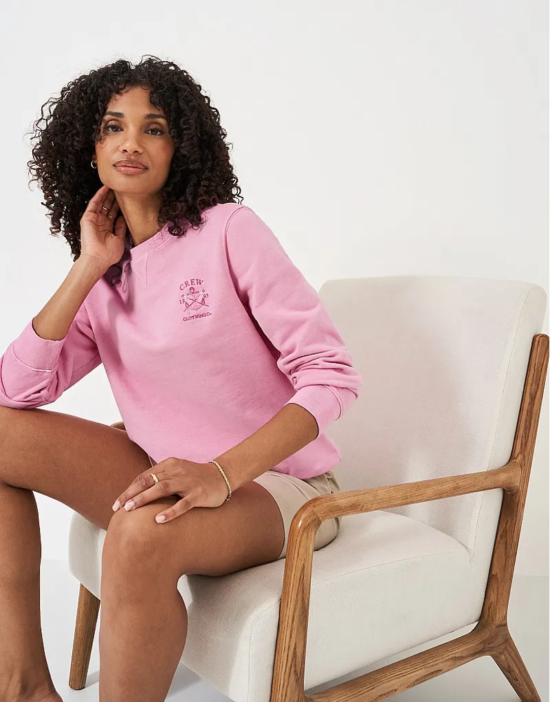 Crew Pigment Dyed Crew Neck Sweat Pink-2