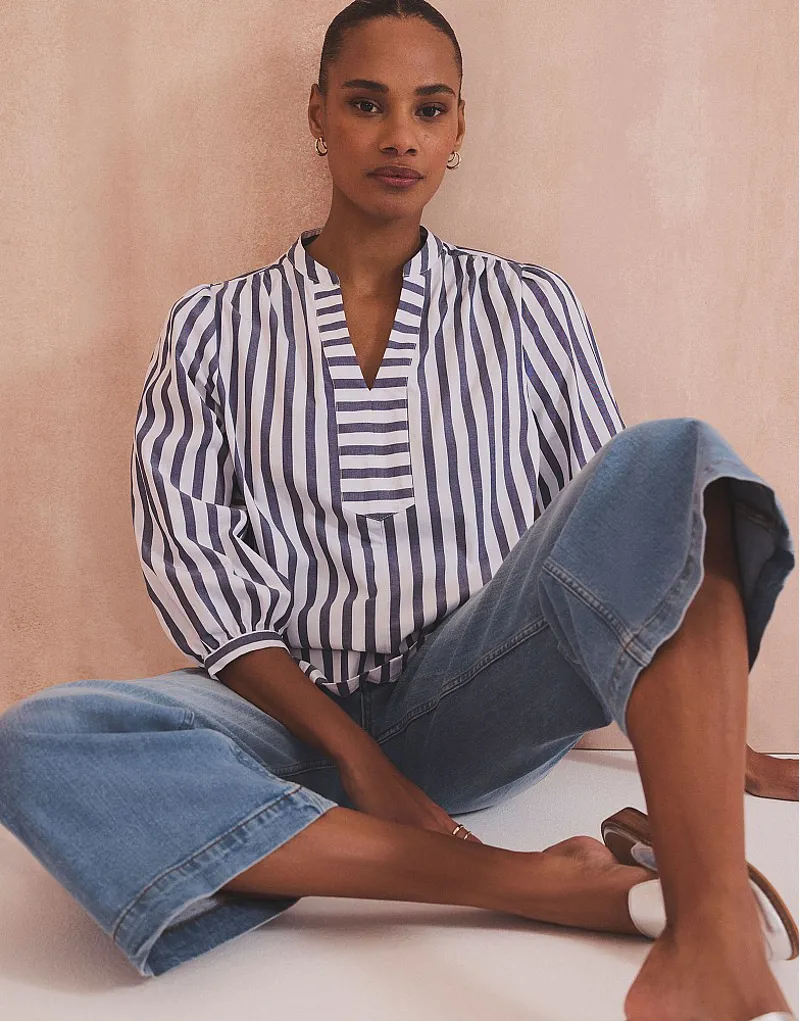 Crew Freya Blouse Navy White-1