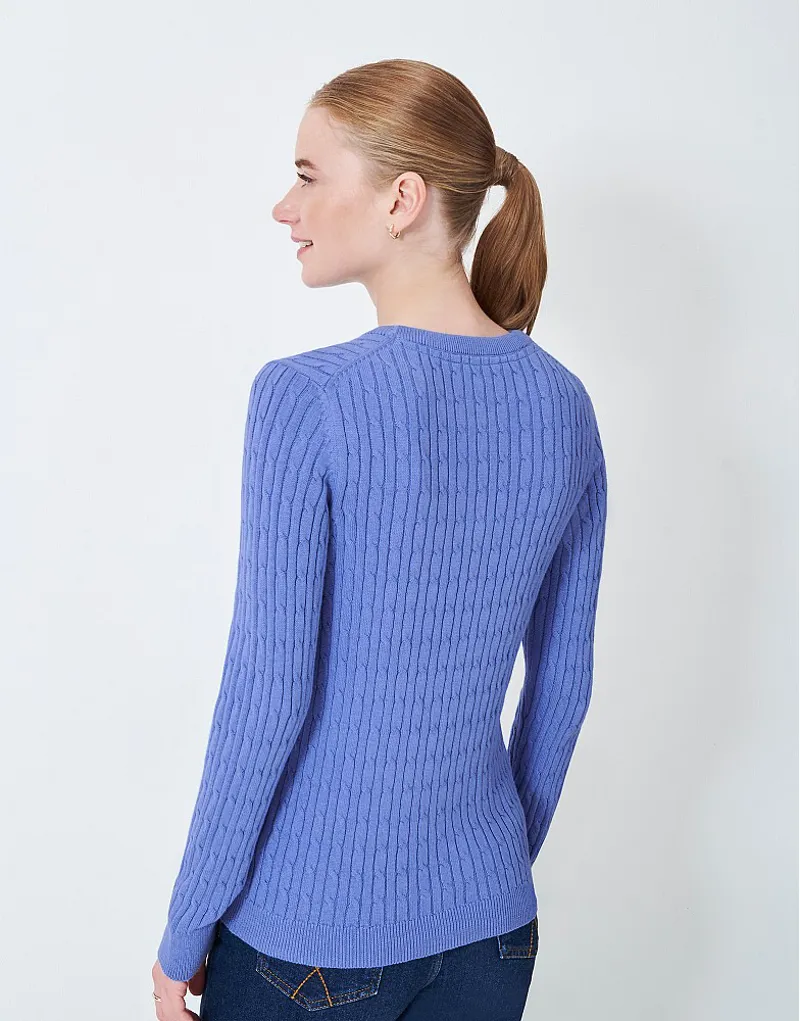 Crew Heritage Crew Neck Cable Jumper Riviera Blue-1