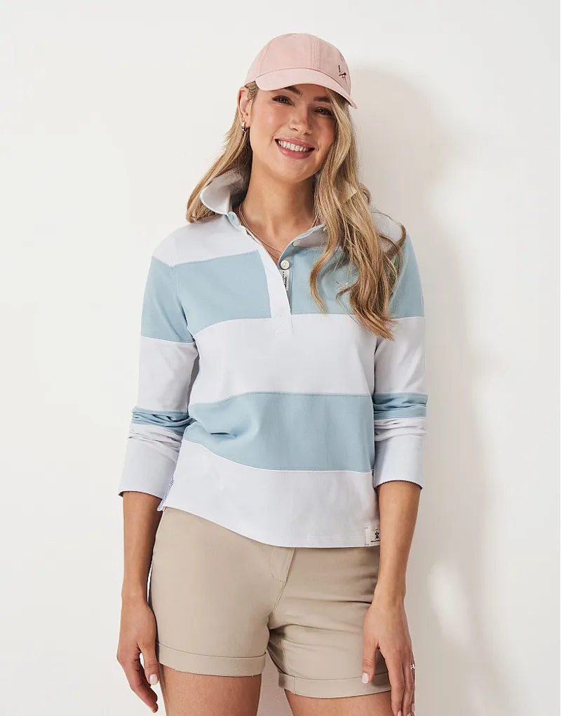 Crew Long Sleeve Stripe Rugby Cool Blue White-1