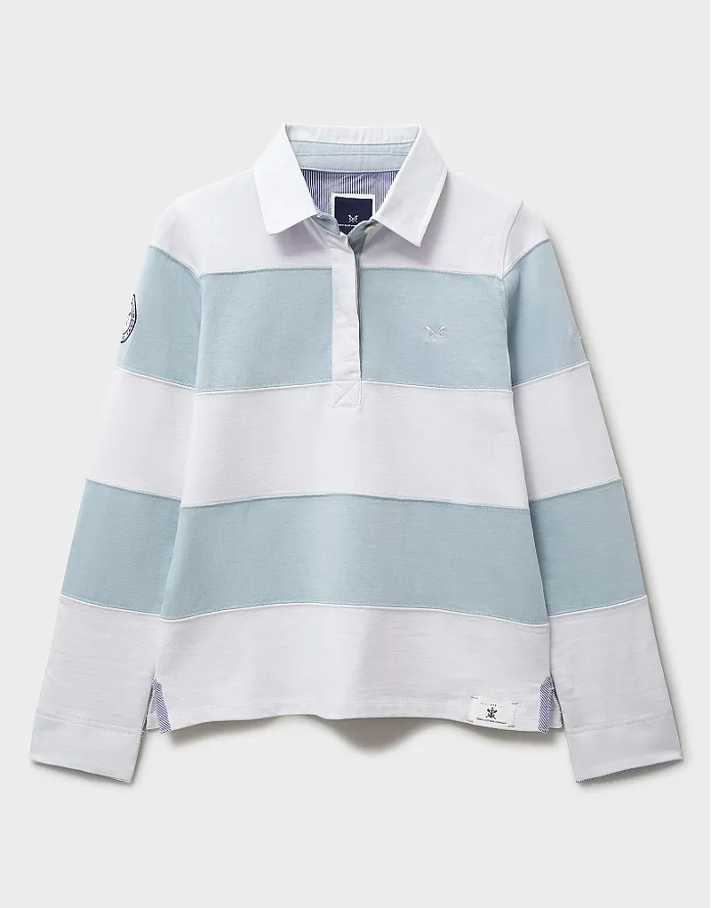 Crew Long Sleeve Stripe Rugby Cool Blue White