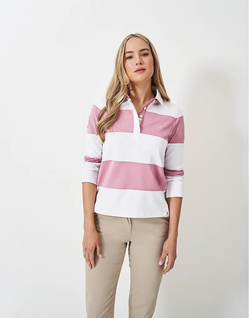 Crew Long Sleeve Stripe Rugby Crocus White-1
