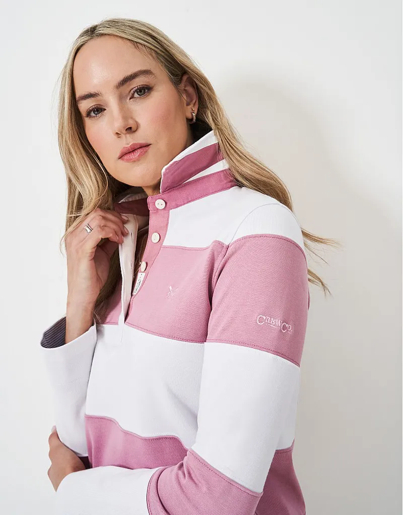 Crew Long Sleeve Stripe Rugby Crocus White-3