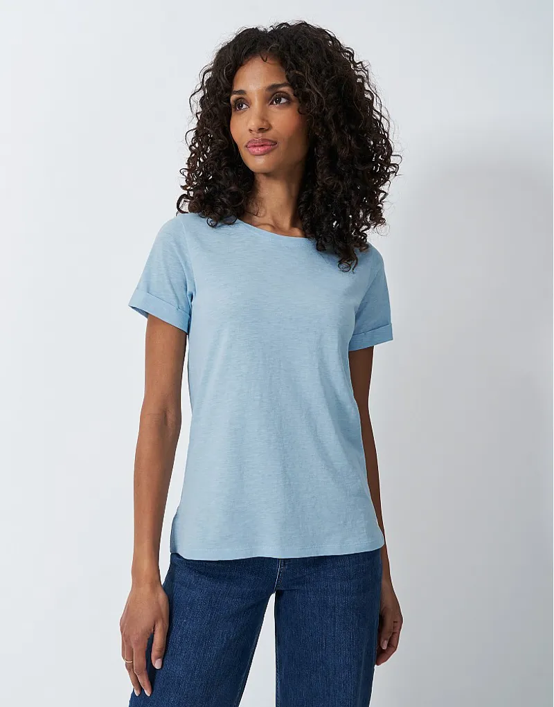 Crew Slub Crew Neck TShirt Cool Blue-2