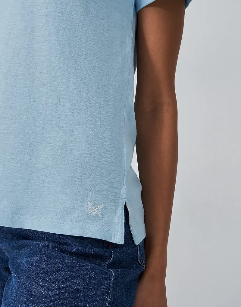 Crew Slub Crew Neck TShirt Cool Blue-4